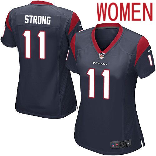 Women Houston Texans 11 Jaelen Strong Nike Navy Player Game NFL Jersey